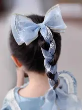 子供用アナ雪風ヘアアクセサリー【リボン付き・カチューシャ・エルサデザイン】
