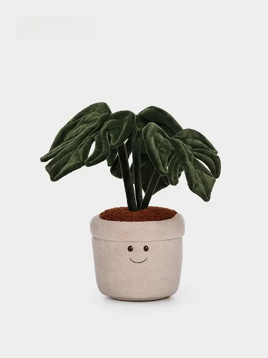 植物デザインの亀背竹の毛糸ぬいぐるみ【ギフト・誕生日にぴったり・インテリア装飾用】