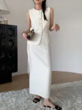 文芸風 小丸首ベスト【通勤用・スカート・ショートパンツ】（セットアップ対応）