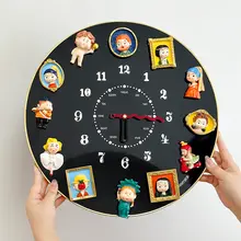 ヴィンテージスタイル 黒板掛け時計【カートゥーンデザイン・DIYマグネット・アート装飾用】