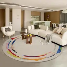 フレンチスタイルの円形ラグ【リビング・寝室用・レトロデザイン】