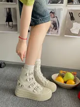 ブラックレトロハイカット厚底キャンバスシューズ【春用・女性用・オールマイティ】（セットアップ対応）