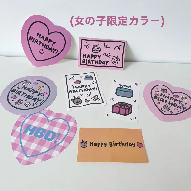 ハートと小花の壁飾りカード：韓国風インテリアに最適な誕生日用ハンドメイド注意書きカード