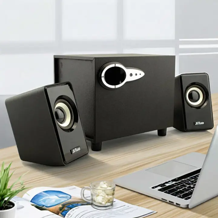 木製デスクトップスピーカー【USB接続・ミニサイズ・低音強化】