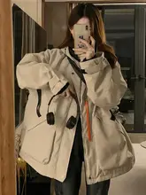 デザイン性のある厚手コットンジャケット【春秋用・ブラック・女性用・韓国風】
