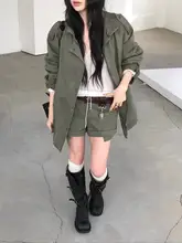 レディース 春季ファッションレトロデザイン ストリング付きミドル丈コート【多ポケット・カジュアル・工装スタイル】