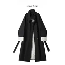 トレンチコート レディース ヴィンテージ 上品 ミディ丈 ブラック 秋「XinmonLee」
