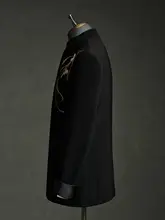 高級感のある中華風新郎結婚礼服【立襟デザイン・正装】（セットアップ対応）