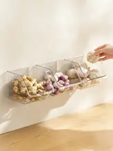 キッチン用壁掛け収納ボックス【ニンニク・ショウガ・ネギ用・透明デザイン・多機能】