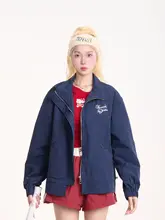 秋用 レディース カジュアル ミリタリージャケット【立ち襟・ロゴプリント・ゆったりフィット】