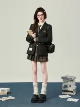 オリジナルピンクJK制服【学院風・三粒ボタン・女子用】（セットアップ対応）