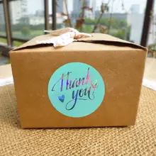 500枚入り サンキューシール【虹色・ホログラム金箔・結婚式・誕生日・装飾用・粘着ラベル】