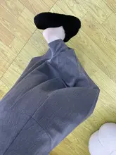 グレーのハイウエストプリーツスカート【Aライン・中長丈・女性用】