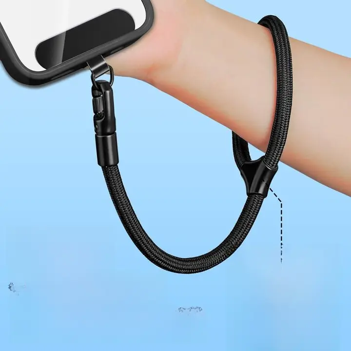 調整可能なショートストラップ【スマホ用・高級感・防落下・金属クリップ付き・ユニセックス】