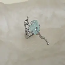 天然石使用の女性用リング【ユニークデザイン・インス風・金属製・指穿き用】