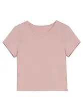 レトロデザインのショート丈Tシャツ【女性用・クルーネック・フィットスタイル・夏用】