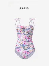 APOTCARE 女性らしい印象の体型カバー水着【プリント・背中開き・ビキニスタイル】