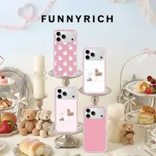 スマホケース レディース シリコン 桜ピンク マグネット 耐衝撃 ストラップホール スタンド付き iPhone15 16 17 18 Pro Max 対応 「FUNNYRICH」