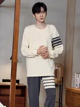 男性用パジャマ【コットンモダール・夏用・長袖・ウェア・大きいサイズ】（セットアップ対応）