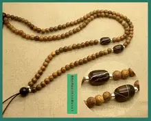 天然鶏羽木製ネックレスペンダント【ロープ付き・玉器と蜜蝋使用・長いストラップ】