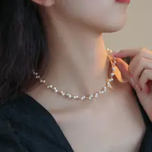 二重編み込みパールネックレス【山茶花ペンダント付き・ロングデザイン・女性用】