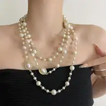 パールネックレス【レディース・ロング・重ね付け可能・ヴィンテージスタイル】