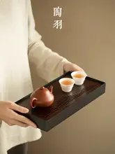 レトロ山風デザインの竹製茶盤【水切り機能付き・家庭用】