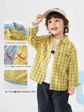 男の子用チェック柄長袖シャツ【春秋用・かわいいデザイン】