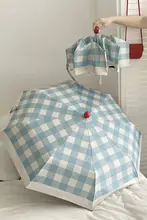 チェック柄折りたたみ日傘【UVカット・自動開閉・晴雨兼用】