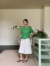 夏用清涼なワイドパンツ【Aライン・フィット・大人カジュアル・五分丈】（セットアップ対応）