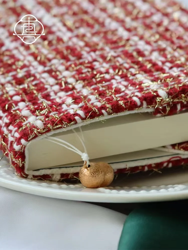 ありがとうノート 体 おしゃれ：クリスマスゴールド織りレッド手作り布製ノートカバーの実用性とシーン別活用法