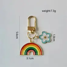 可愛いレインボー桜のキーホルダー【金属製・多色・バッグチャーム】