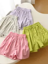 子供用肌理感ショートパンツ【女児・ハイウエスト・薄手・Aライン・夏用】（セットアップ対応）