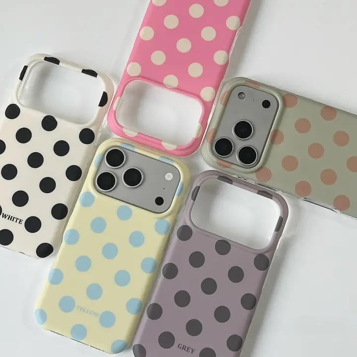 可愛いドットデザイン！iPhone用スマホケース【春夏向け・衝撃吸収対応・多機種対応】