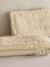 二重構造の取り外し可能なフリル付き綿麻シルク枕【大人用・白鹅绒使用・極上の柔らかさ】（セットアップ対応）