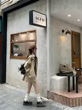 春のカジュアルコート【カカー色・シングルボタンクロージャー・ルーズフィット・スリム効果】