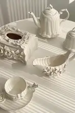 陶器コーヒーセット 手作りの山茶花 アフタヌーンティーセット ティッシュボックス 創造的なギフト