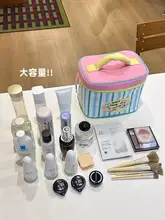高級感あるトラベルメイクポーチ【ポケット付き・大容量・持ち手付き】