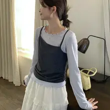 甘くて可愛いフリルデザインのニットインナーとキャミソール【春用・おしゃれ・カジュアル】（セットアップ対応）