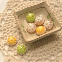 小花デザインの樹脂金属ボタン【手作りDIY・コスチュームアクセサリー】