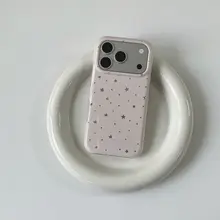 淡いピンクの星デザインiPhoneケース【韓国風・シンプル・衝撃吸収】