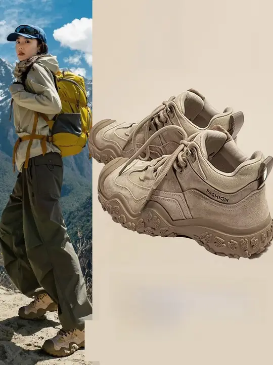 女性用 アウトドア登山靴【厚底・防滑・防水・軽量】