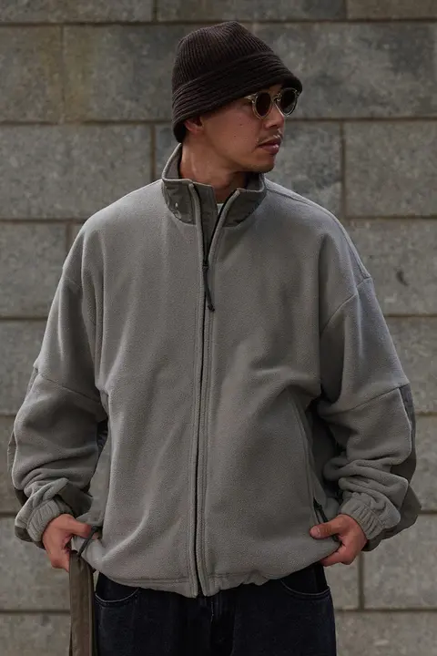 Broshood 23AW ゆったりフィット フリースパッチワークジャケット