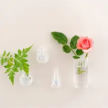 ミニ花瓶【透明ガラス・水栽培・冷蔵庫用マグネット・インテリア装飾】（セットアップ対応）