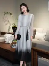 グラデーションカラーのモールスキンワンピース【桑蚕絲・詩的デザイン】