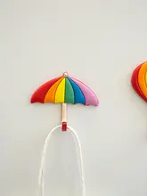 カラフルな傘と風船デザインの粘着フック【穴あけ不要・かわいい装飾用】