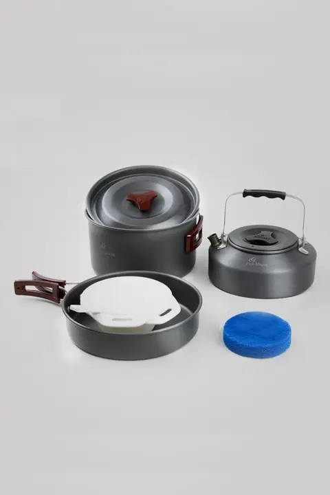 便利なアウトドア調理器具セット【携帯可能・煎鍋付き・キャンプ用】（セットアップ対応）