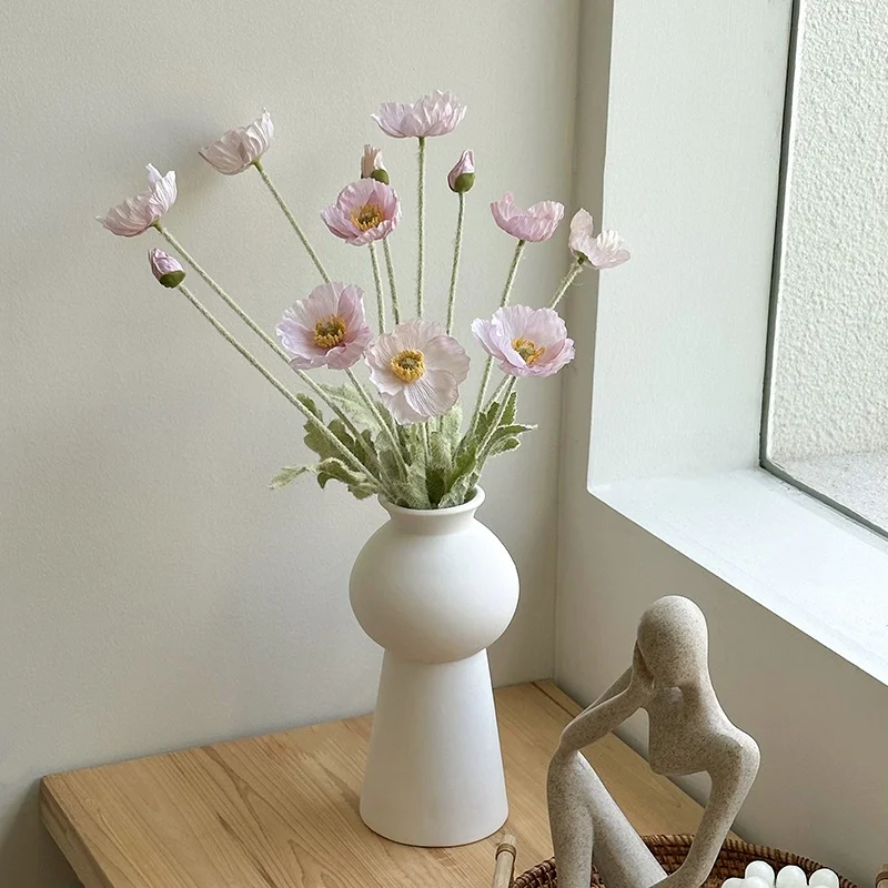 アイスランドポピーの造花：西欧風リビング装飾に最適なシングルブーケ材