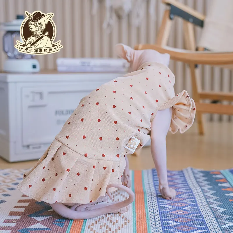 かわいい猫デザインスフィンクス用ドレス【プリンセススリーブ・ハート柄】とは？