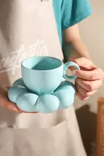 舍里 サンフラワーコーヒーカップセット【可愛い陶器・ティーカップ・ティーソーサー付き】